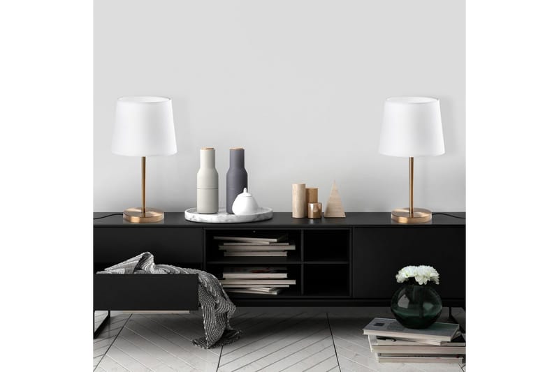 Bordlampe sæt (2 dele) Jaspal Antik / Hvid - Antik / Hvid - Belysning - Lamper & indendørsbelysning - Sengelampe - Sengelampe bord