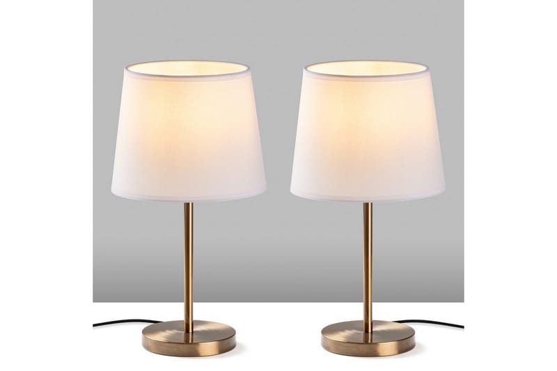 Bordlampe sæt (2 dele) Jaspal Antik / Hvid - Antik / Hvid - Belysning - Lamper & indendørsbelysning - Sengelampe - Sengelampe bord