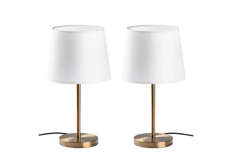 Bordlampe sæt (2 dele) Jaspal Antik / Hvid - Antik / Hvid - Belysning - Lamper & indendørsbelysning - Sengelampe - Sengelampe bord