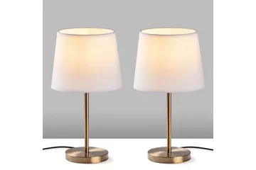 Bordlampe sæt (2 dele) Jaspal Antik / Hvid - Antik / Hvid - Belysning - Lamper & indendørsbelysning - Sengelampe - Sengelampe bord
