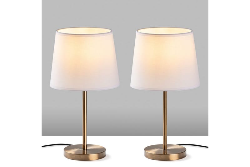 Bordlampe sæt (2 dele) Jaspal Antik / Hvid - Antik / Hvid - Belysning - Lamper & indendørsbelysning - Sengelampe - Sengelampe bord