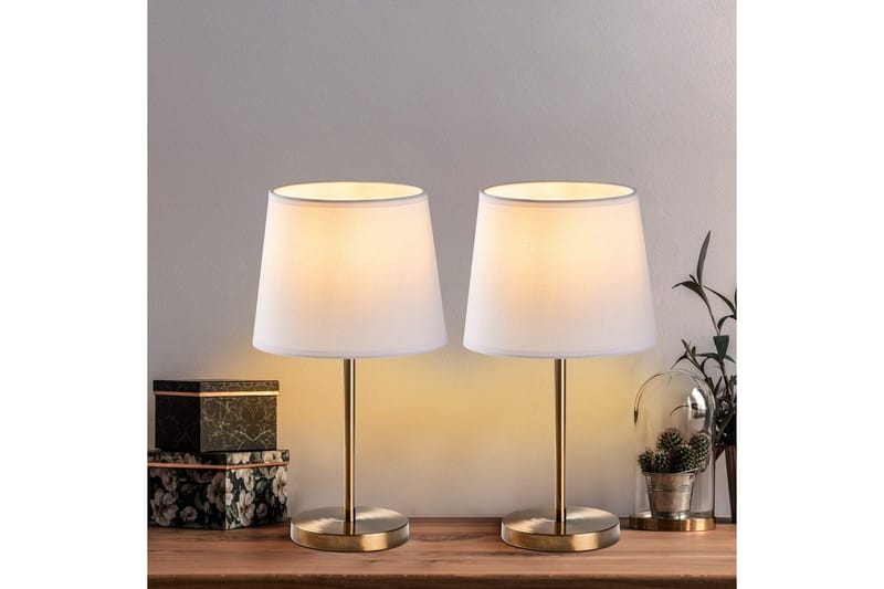 Bordlampe sæt (2 dele) Jaspal Antik / Hvid - Antik / Hvid - Belysning - Lamper & indendørsbelysning - Sengelampe - Sengelampe bord