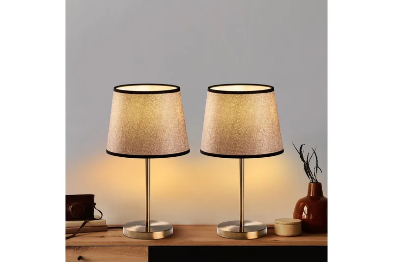 Bordlampe sæt (2 dele) Jaspal Antik / Sort - Antik / Sort - Belysning - Lamper & indendørsbelysning - Sengelampe - Sengelampe bord