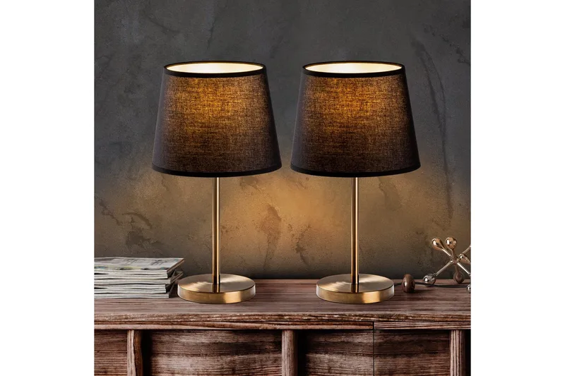 Bordlampe sæt (2 dele) Jaspal Mørk Antik - Mørk Antik - Belysning - Lamper & indendørsbelysning - Sengelampe - Sengelampe bord