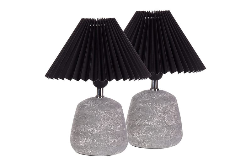 Dovgado Bordlampe 2 stk 32 cm E27 - Lysegrå/Sort - Belysning - Lamper & indendørsbelysning - Sengelampe - Sengelampe bord