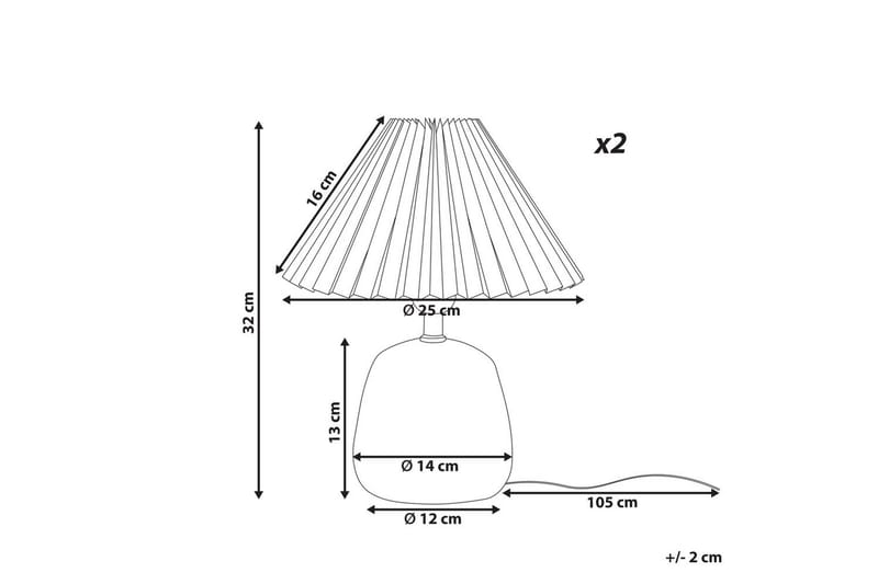 Dovgado Bordlampe 2 stk 32 cm E27 - Lysegrå/Sort - Belysning - Lamper & indendørsbelysning - Sengelampe - Sengelampe bord