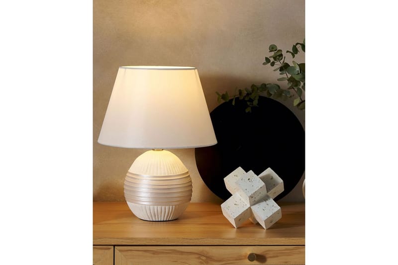 Evarado Bordlampe 37 cm E27 - Beige/Cremehvid - Belysning - Lamper & indendørsbelysning - Sengelampe - Sengelampe bord