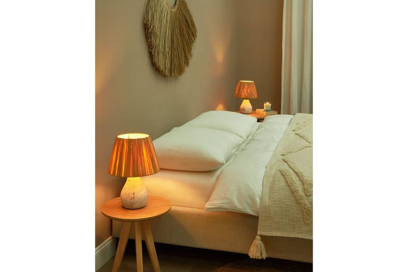 Favignito Bordlampe 2 stk 31 cm E27 - Hvid/Natur - Belysning - Lamper & indendørsbelysning - Sengelampe - Sengelampe bord