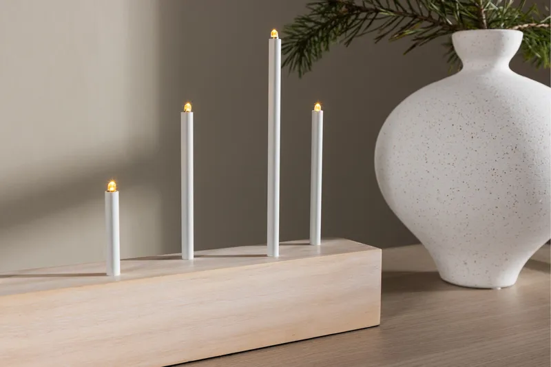 Kungsberget Adventslysestage 24 cm - Whitewash - Belysning - Lamper & indendørsbelysning - Sengelampe - Sengelampe bord