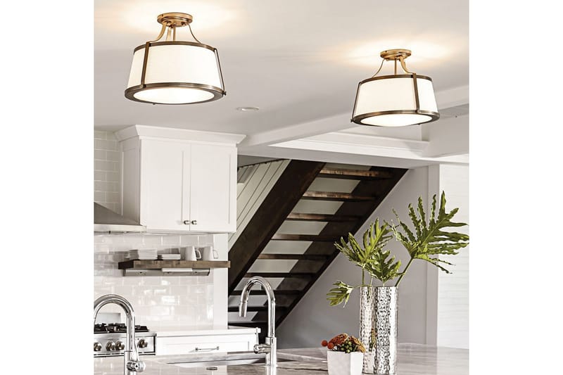Loft semi-montering Hinkley Charlotte Børstet Karamel, Linnedskærm - Børstet Karamel, Linnedskærm - Belysning - Lamper & indendørsbelysning - Soveværelse lampe - Taklampa sovrum
