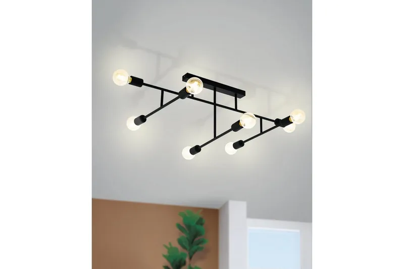 Loftlampe Eglo Belsiana med 8 Lamper - Sort - Belysning - Lamper & indendørsbelysning - Soveværelse lampe - Taklampa sovrum