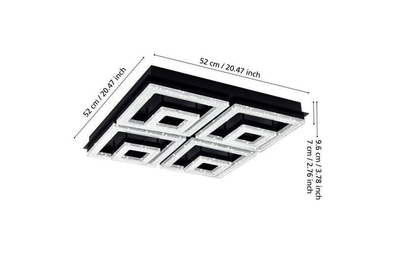 Loftlampe Eglo Fradelo 1 520x520 mm - Sort - Belysning - Lamper & indendørsbelysning - Soveværelse lampe - Taklampa sovrum