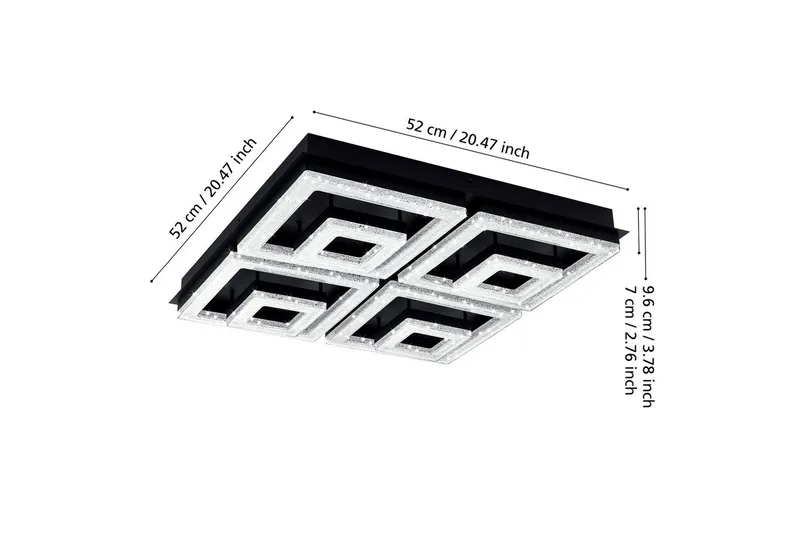 Loftlampe Eglo Fradelo 1 520x520 mm - Sort - Belysning - Lamper & indendørsbelysning - Soveværelse lampe - Taklampa sovrum