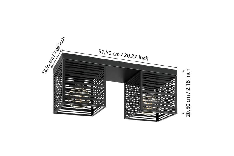 Loftlampe Eglo Piedritas med 2 Lyskilder - Sort - Belysning - Lamper & indendørsbelysning - Soveværelse lampe - Taklampa sovrum