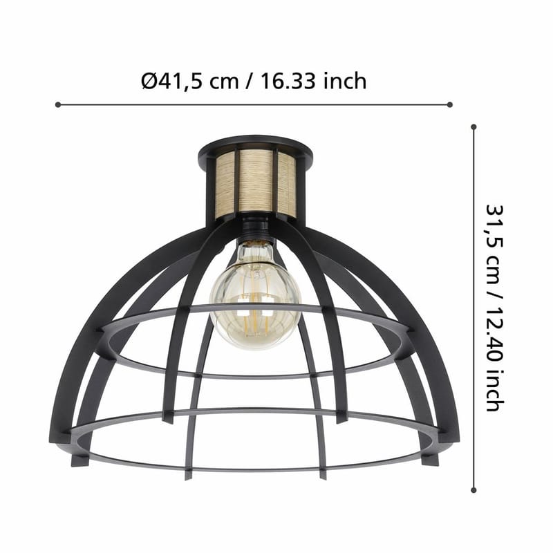 Loftslampe Stillington - Sort/Finér - Belysning - Lamper & indendørsbelysning - Soveværelse lampe - Taklampa sovrum