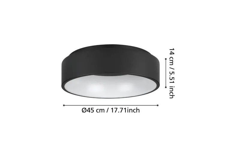 Plafond Eglo Marghera 45 cm, Sort - 45 cm, Sort - Belysning - Lamper & indendørsbelysning - Soveværelse lampe - Taklampa sovrum