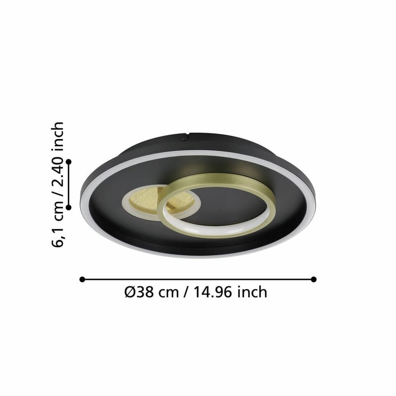 Væg-/Loftlampe Tiriolo - Sort/Guld - Belysning - Lamper & indendørsbelysning - Soveværelse lampe - Taklampa sovrum