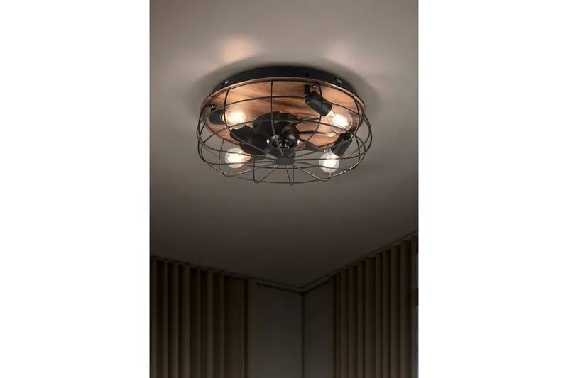 Ventilator TRIO Trondheim Mat sort/træ - Mat sort/træ - Belysning - Lamper & indendørsbelysning - Soveværelse lampe - Taklampa sovrum