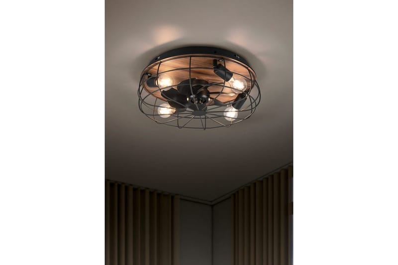 Ventilator TRIO Trondheim Mat sort/træ - Mat sort/træ - Belysning - Lamper & indendørsbelysning - Soveværelse lampe - Taklampa sovrum