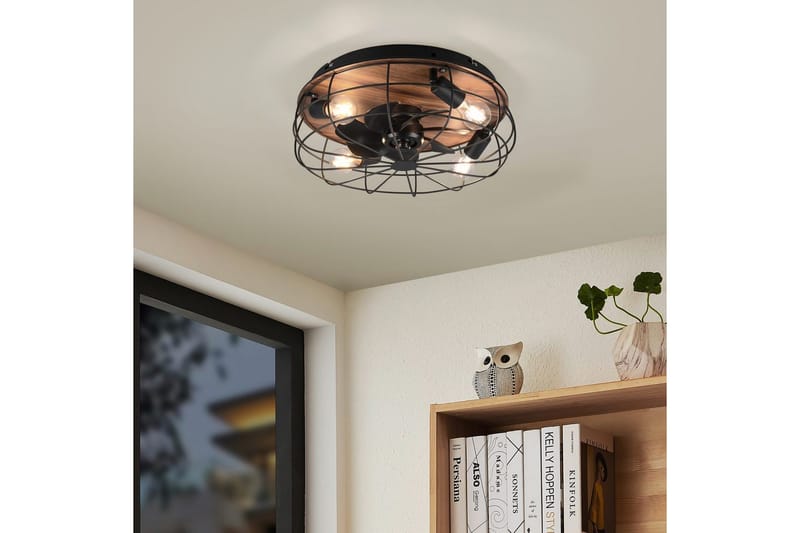 Ventilator TRIO Trondheim Mat sort/træ - Mat sort/træ - Belysning - Lamper & indendørsbelysning - Soveværelse lampe - Taklampa sovrum