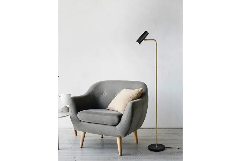 Trio Lighting Marley gulvlampe GU10 mat messing/matsort - Messing/Matsort - Belysning - Lamper & indendørsbelysning - Soveværelse lampe