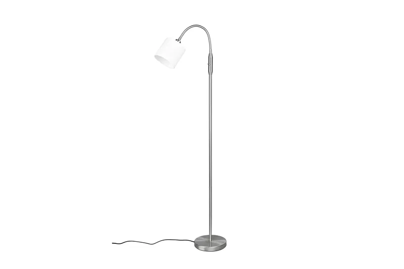 Trio Lighting Tommy gulvlampe 1L E14 børstet stål/hvid, undefined
