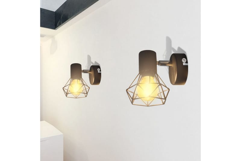 2 E Væglamper, Trådramme I Industristil, Led-Glødetråd - Sort - Sengelampe væg - Soveværelse lampe - Væglampe - Vægarmatur