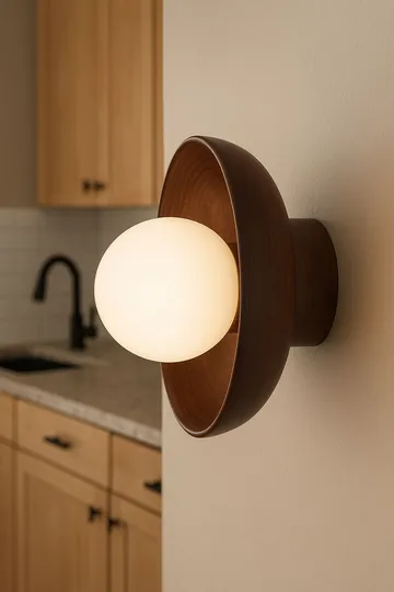 Beylin væglampe 24 cm rund - Valnød Hvid - Belysning - Lamper & indendørsbelysning - Væglampe