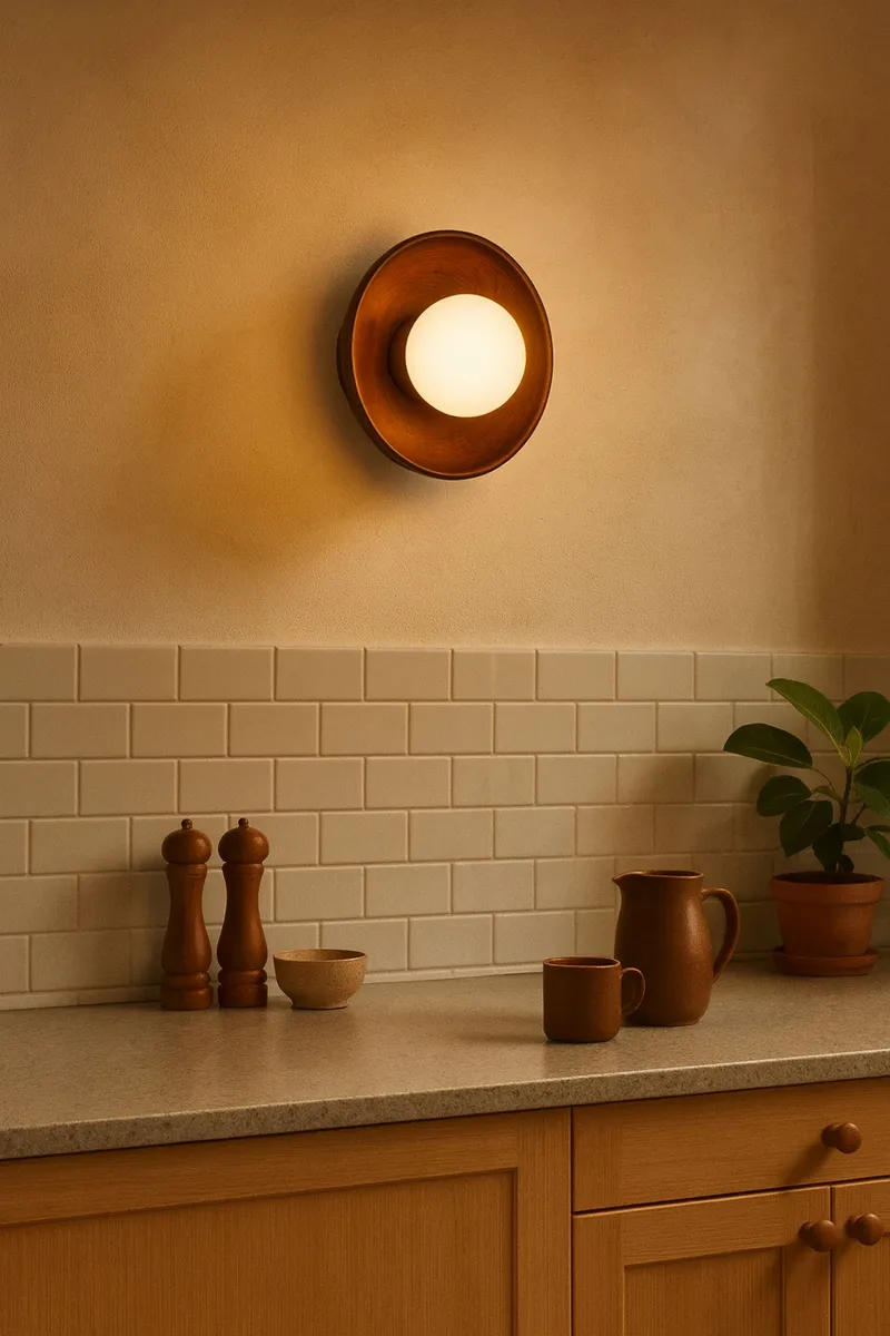 Beylin væglampe 24 cm rund - Valnød Hvid - Belysning - Lamper & indendørsbelysning - Væglampe