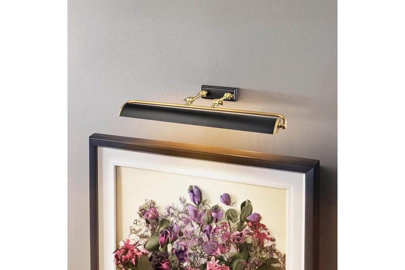 Billedlys Elstead Lighting Winchfield 703x127x318 mm, Aldret messing og mat sort - 703x127x318 mm, Aldret messing og mat sort - Belysning - Lamper & indendørsbelysning - Væglampe