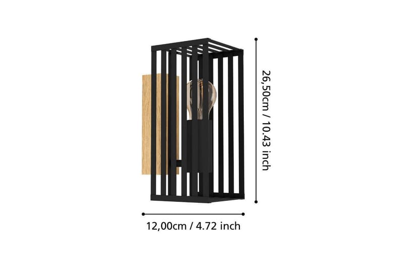 Væglampe Eglo Cidraz Sort/Træ - Belysning - Lamper & indendørsbelysning - Væglampe