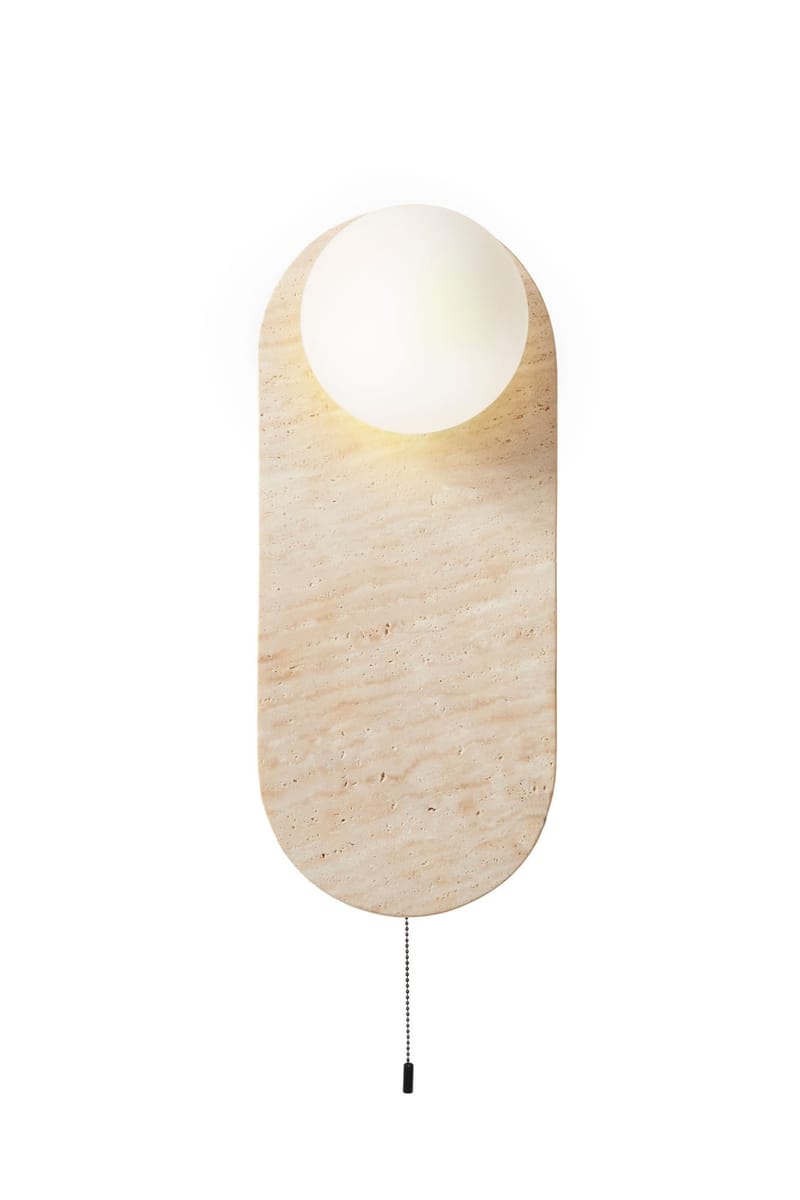 Kummer væglampe 10 cm oval, Beige og Hvid