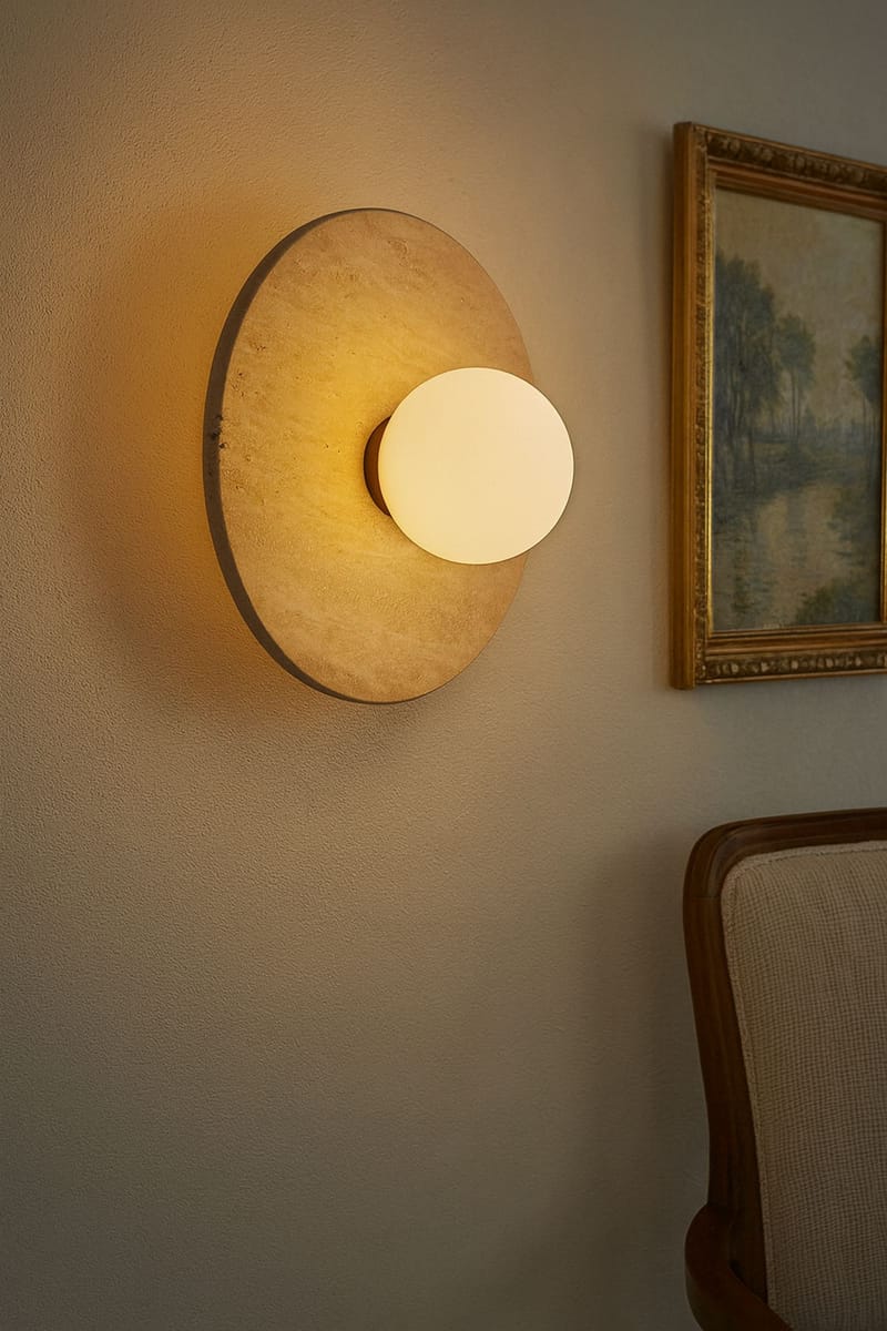 Kummer væglampe 12 cm rund - Beige og Hvid - Belysning - Lamper & indendørsbelysning - Væglampe