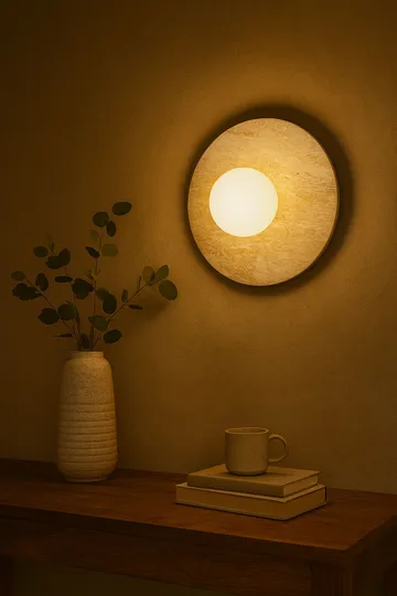 Kummer væglampe 12 cm rund - Beige og Hvid - Belysning - Lamper & indendørsbelysning - Væglampe