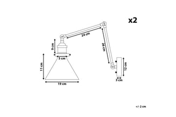 Narve Væglampe 2 stk E27 - Sort - Belysning - Lamper & indendørsbelysning - Væglampe