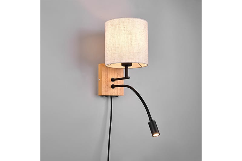 Trio Lighting Nilam Væglampe med Læselampe 18 cm LED + E27 Træ - Belysning - Lamper & indendørsbelysning - Væglampe