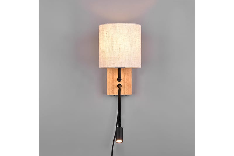 Trio Lighting Nilam Væglampe med Læselampe 18 cm LED + E27 Træ - Belysning - Lamper & indendørsbelysning - Væglampe