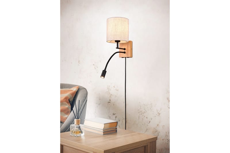 Trio Lighting Nilam Væglampe med Læselampe 18 cm LED + E27 Træ - Belysning - Lamper & indendørsbelysning - Væglampe