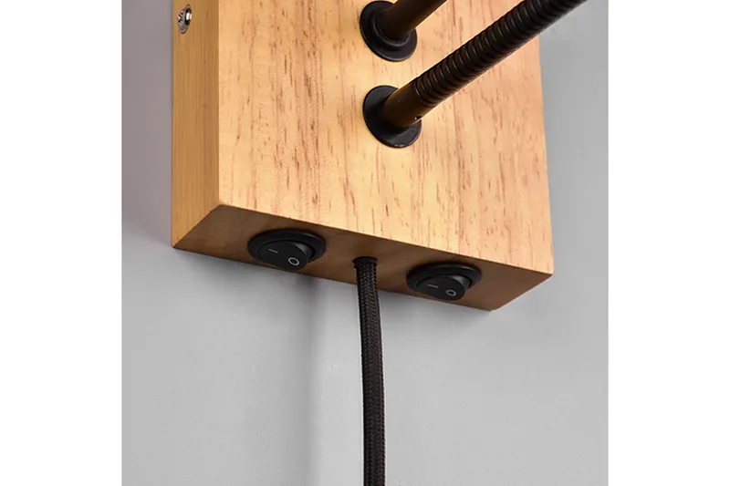 Trio Lighting Nilam Væglampe med Læselampe 18 cm LED + E27 Træ - Belysning - Lamper & indendørsbelysning - Væglampe