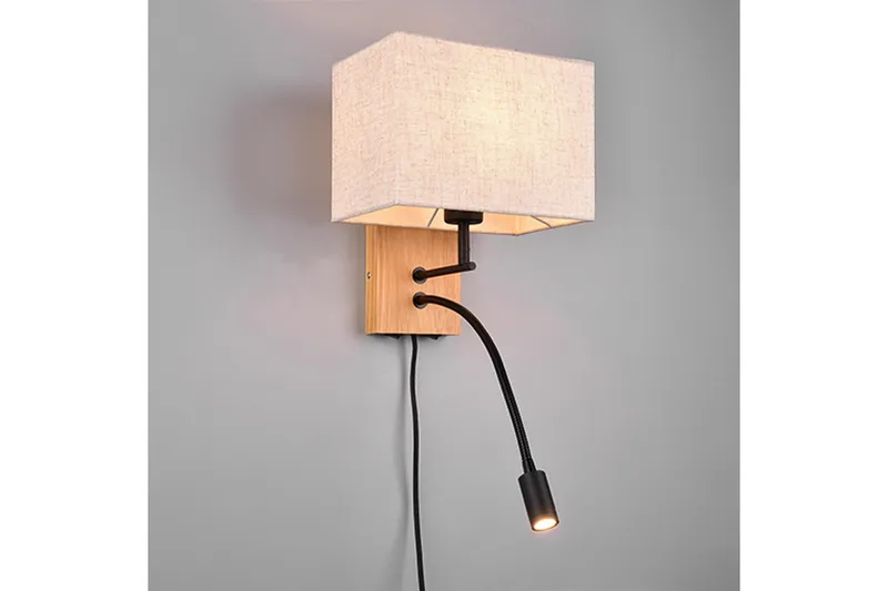 Trio Lighting Nilam Væglampe med Læselampe 25 cm LED + E27 Træ - Belysning - Lamper & indendørsbelysning - Væglampe
