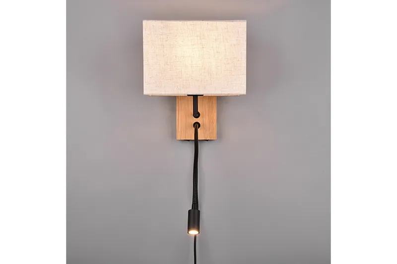 Trio Lighting Nilam Væglampe med Læselampe 25 cm LED + E27 Træ - Belysning - Lamper & indendørsbelysning - Væglampe