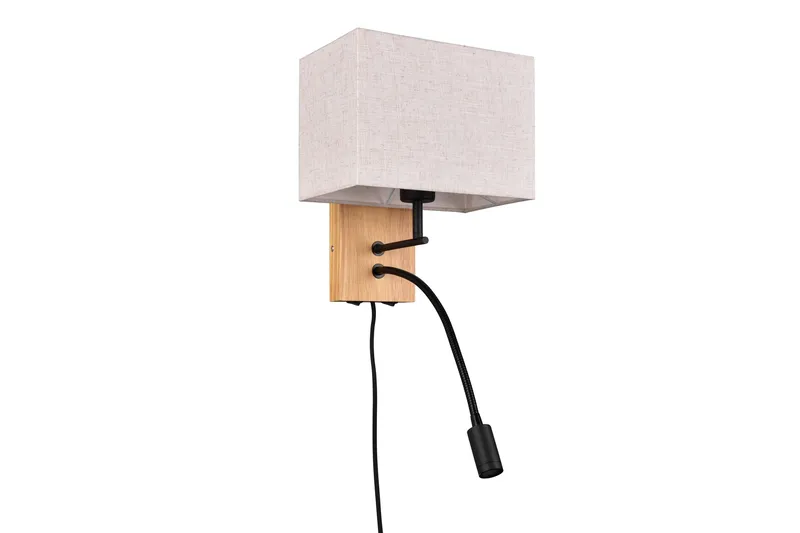 Trio Lighting Nilam Væglampe med Læselampe 25 cm LED + E27 Træ, undefined
