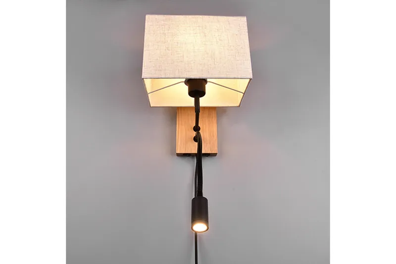 Trio Lighting Nilam Væglampe med Læselampe 25 cm LED + E27 Træ - Belysning - Lamper & indendørsbelysning - Væglampe