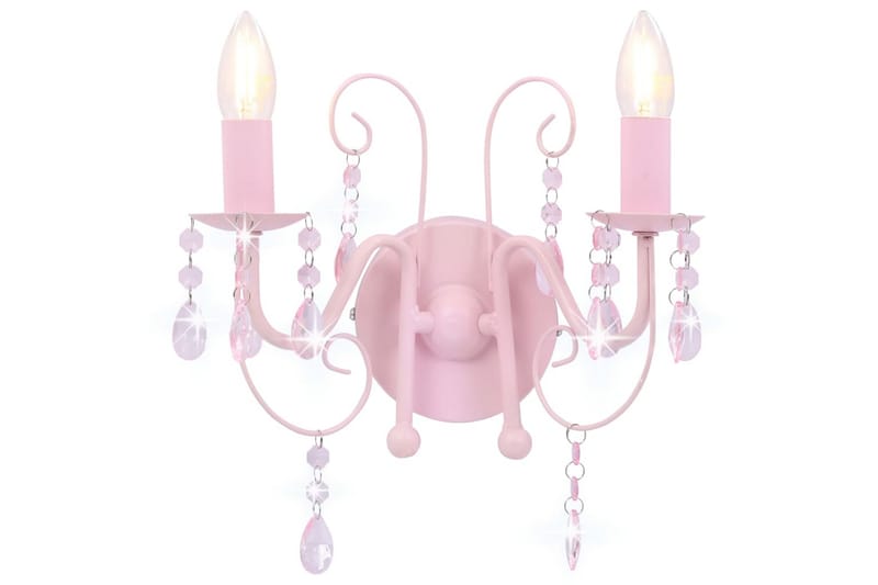 Væglampe Med Perler 2 X E14-Pærer Pink - Lyserød - Belysning - Lamper & indendørsbelysning - Væglampe