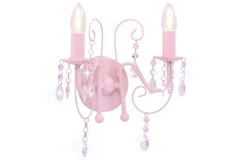 Væglampe Med Perler 2 X E14-Pærer Pink - Lyserød - Belysning - Lamper & indendørsbelysning - Væglampe