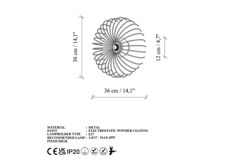 Væglampe Sadortel Rany - 36 x 12 x 36 cm - Belysning - Lamper & indendørsbelysning - Væglampe