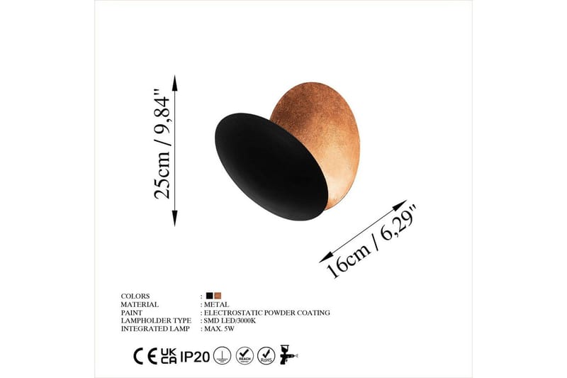 Væglampe Zandel Sort / Kobber - Sort / Kobber - Belysning - Lamper & indendørsbelysning - Væglampe