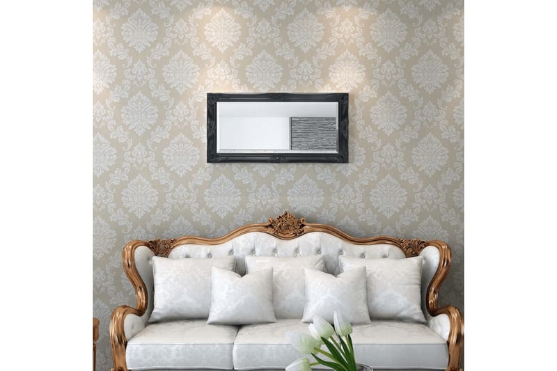 Vægspejl Barok-Stil 100 X 50 Cm Sort - Sort - Sengelampe væg - Soveværelse lampe - Væglampe - Vægarmatur