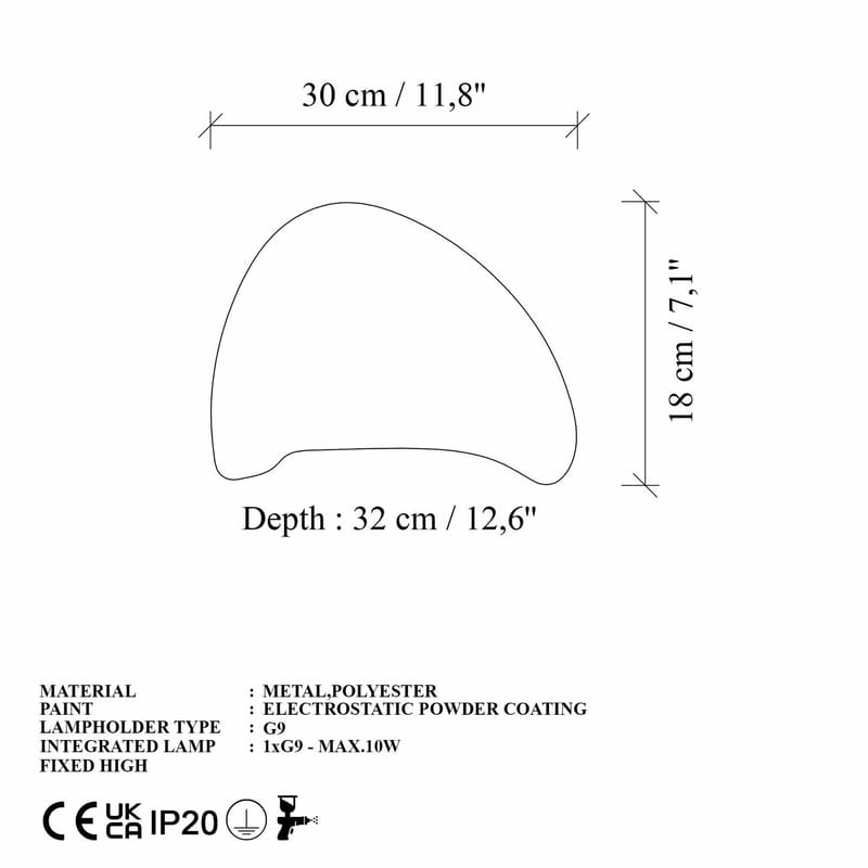 Vyrel væglampe 30 cm - Hvid - Belysning - Lamper & indendørsbelysning - Væglampe