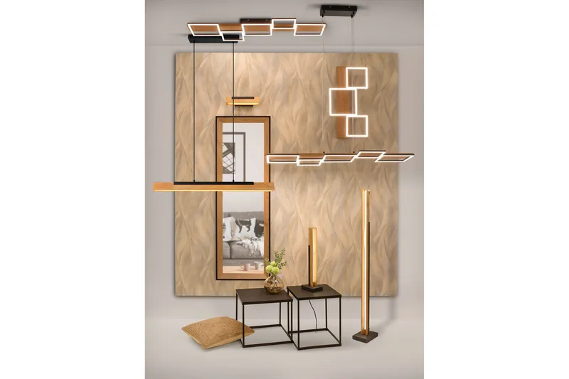 Harper LED-loftlampe 115 cm MatSort/Træ - Belysning - Lamper & indendørsbelysning - Vindueslampe - Vindueslampe hængende